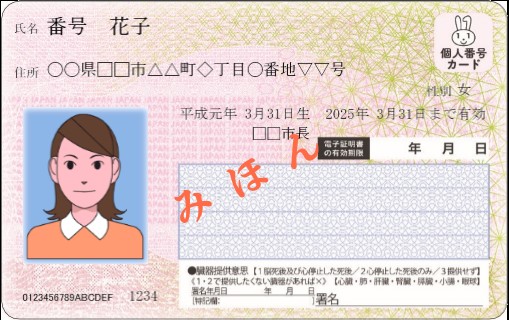 マイナンバーカード(表面)