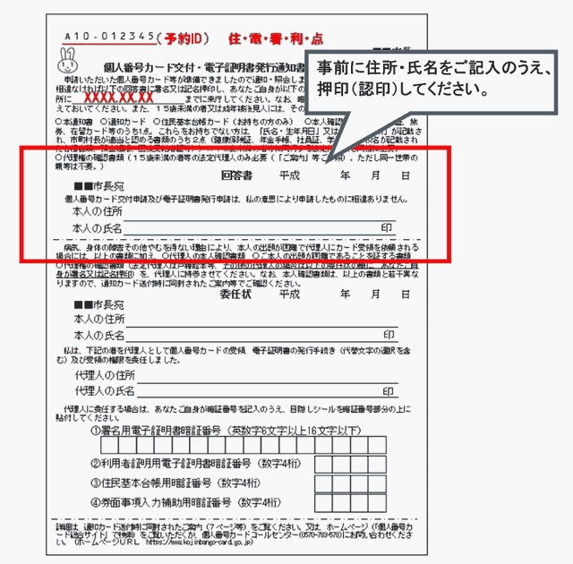 個人番号カード交付・電子証明書発行通知書